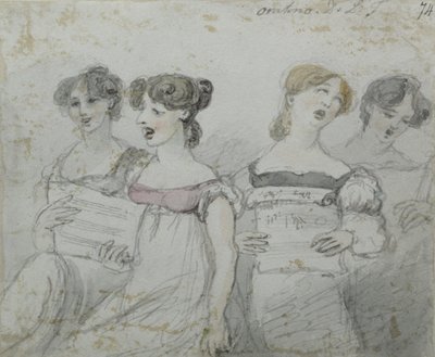 Oratorio performance at the Drury Lane Theatre, part two of a triptych, 1814 by John Nixon